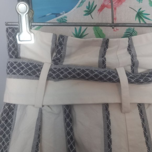 Acler RRP$295 'kingsway' Belted Diamond Grid Stripe Shorts white, grey/blue (6) - Picture 8 of 11